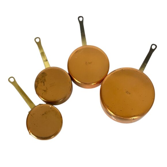 Copper Stainless Steel Measuring Cups Set Of 4 Brass Handles Baking Cooking - Picture 3 of 3